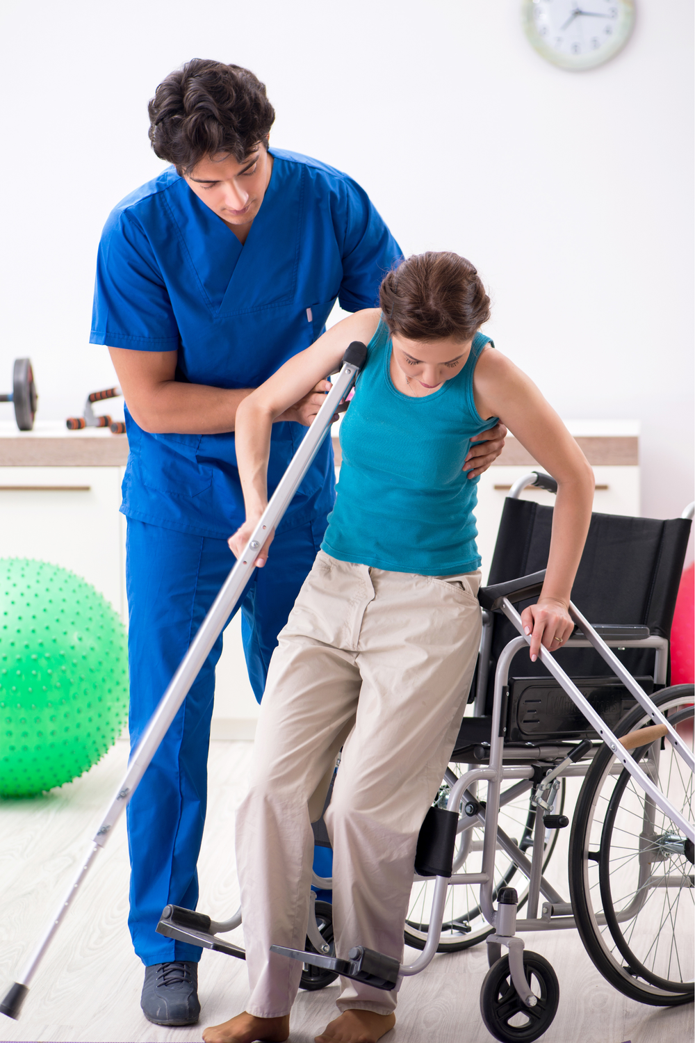 A caregiver providing post-accident wheelchair support at home